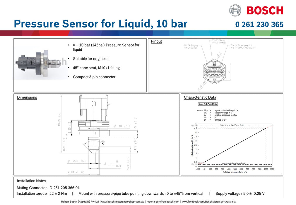 Bosch Motorsport - Universal Pressure Sensor