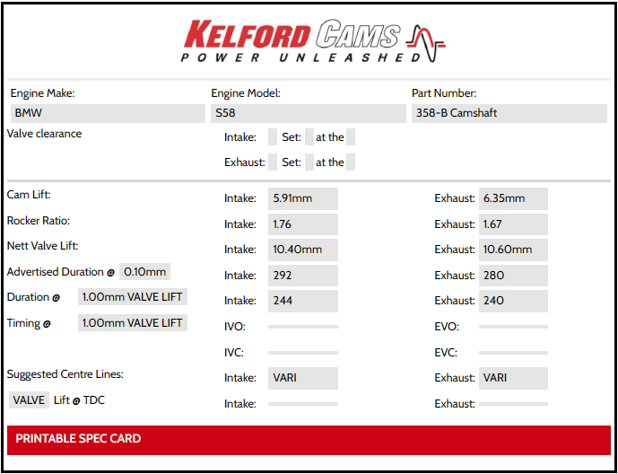 Kelford Cams - BMW M Series S58 Camshafts - Goleby's Parts | Goleby's Parts