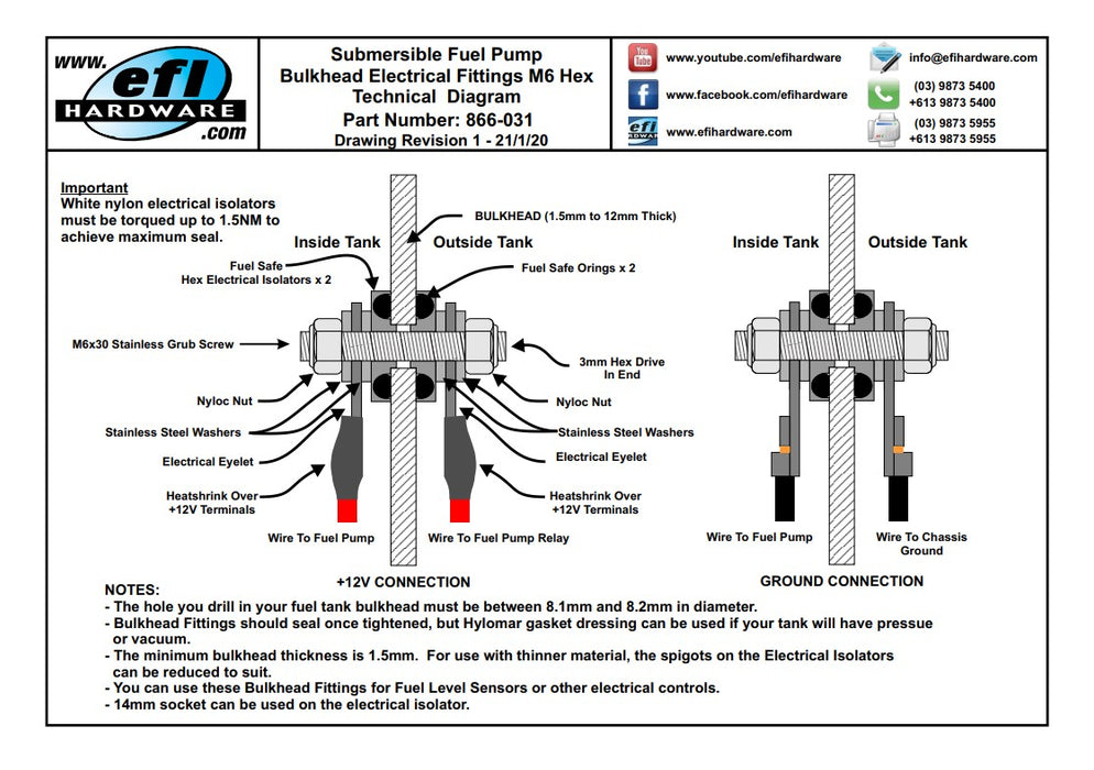 Submersible Pump Bulkhead Terminal Pair — Goleby's Parts