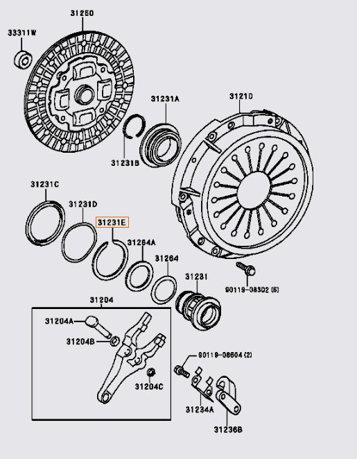 OEM Toyota - R154 Clutch Release Shaft Snap Ring