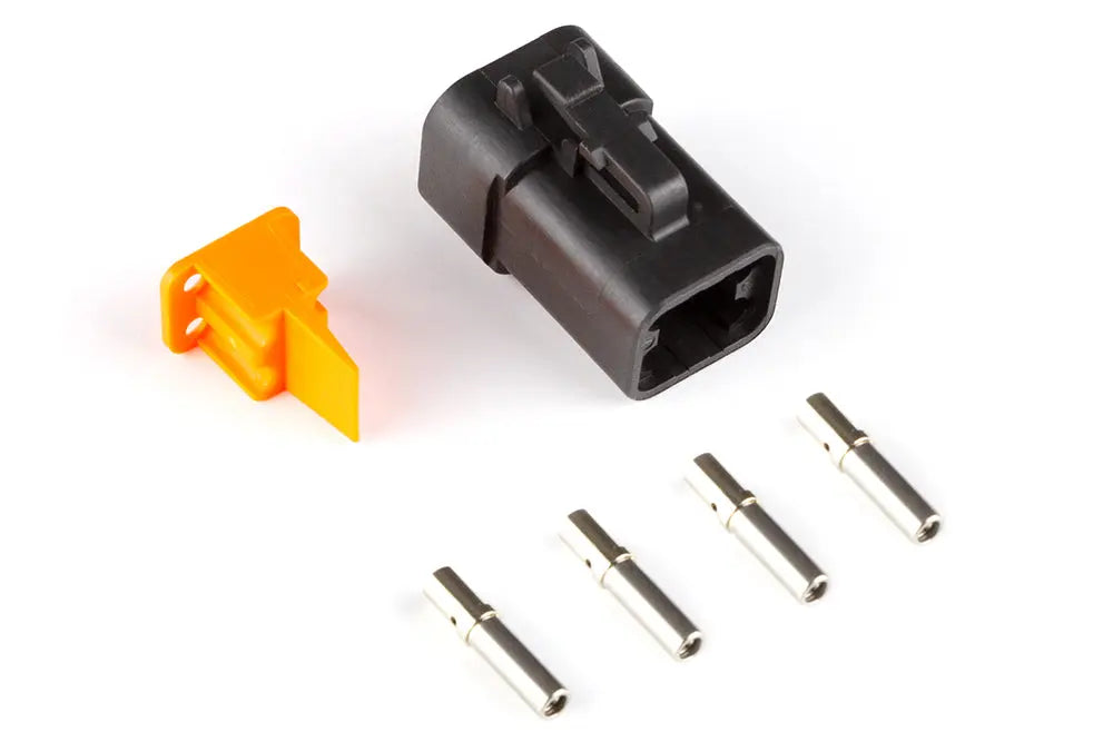Haltech Plug & Pins Only - Male Deutsch DTP-06-4S - Black connector (25Amp) Haltech