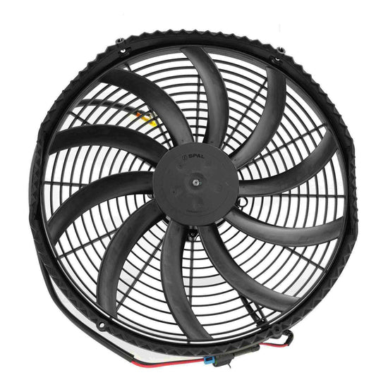 PWR - SPAL Universal Fan 16" Fan Skew Blade Pull 12V Extreme Performance (2460CFM) (93mm Deep) (Includes Gasket & Wiring Loom)