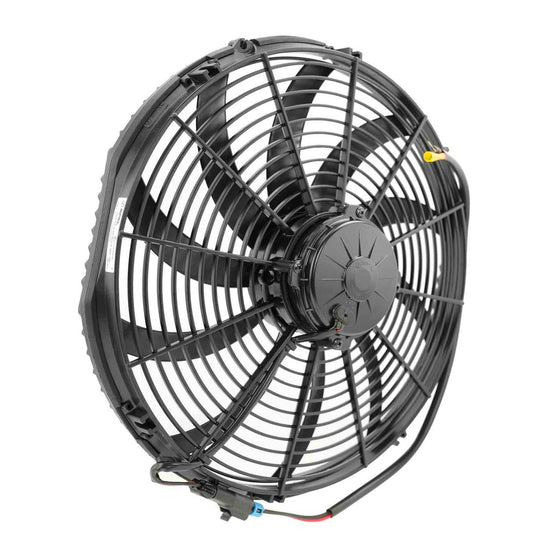 PWR - SPAL Universal Fan 16" Fan Skew Blade Pull 12V Extreme Performance (2460CFM) (93mm Deep) (Includes Gasket & Wiring Loom)