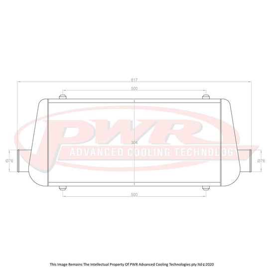 PWR - Universal Aero2 Intercooler 600 x 300 x 81mm With 3" Outlets