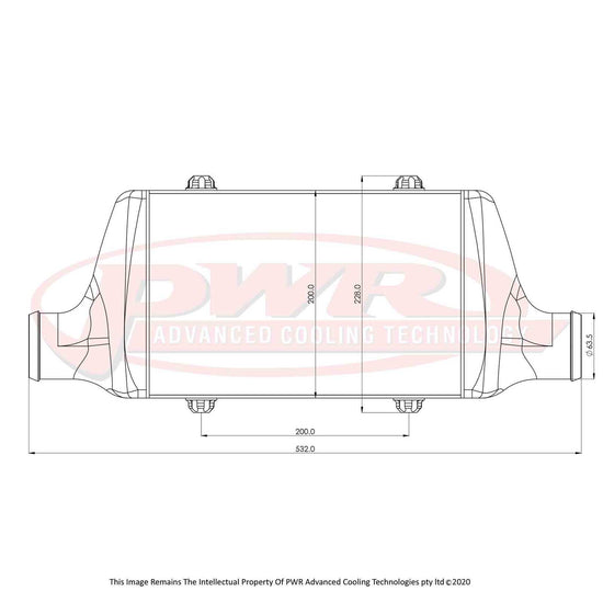 PWR - Street Series Intercooler - Core Size 300 x 200 x 68mm, 2.5" Outlets