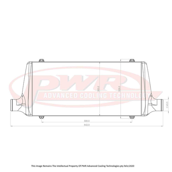 PWR - Street Series Intercooler - Core Size 600 x 300 x 68mm, 2.5" Outlets