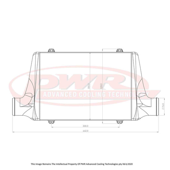 PWR - Street Series Intercooler - Core Size 400 x 300 x 68mm, 3" Outlets