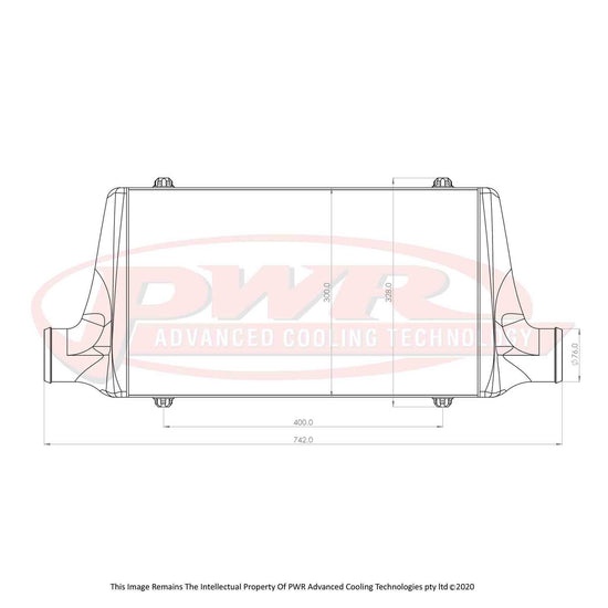 PWR - Universal Street Series Intercooler Core Size 500 x 300 x 68mm, 3" Outlets