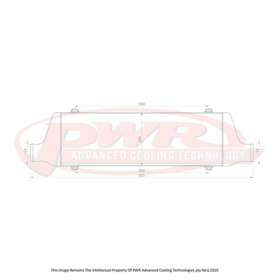 PWR - Racer Series Intercooler - Core Size 600 x 200 x 68mm, 2.5" Outlets