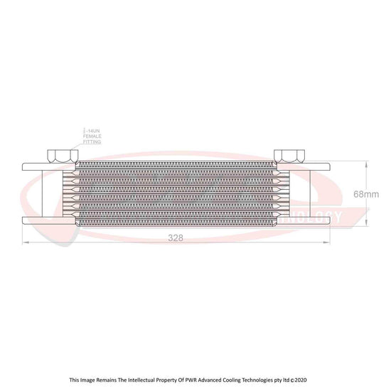 PWR - Universal Engine Oil Cooler Plate and Fin 280 x 69 x 37mm (7 Row)