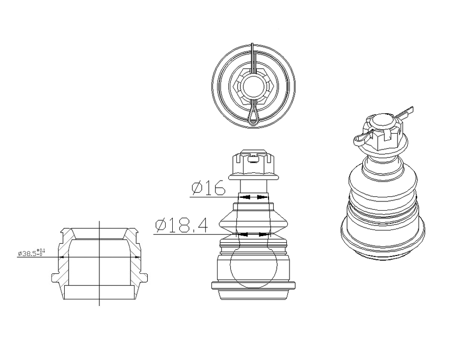 Hardrace - Replacement Ball Lower Ball Joint For #8635 Nissan, 180Sx, Silvia, S13