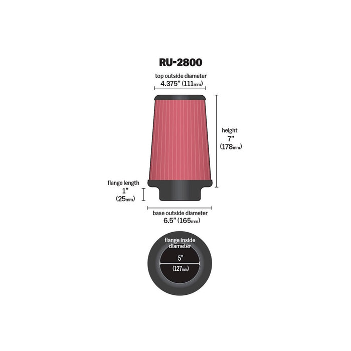 K&N - Universal 5" Tapered Air Filter