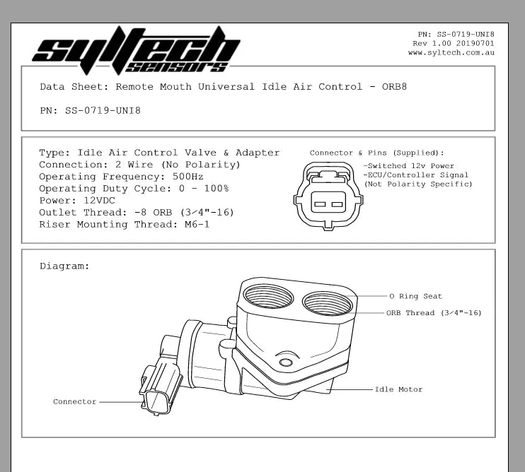 Syltech - 8AN Universal 2 Wire Sensor Idle Air Control Valve Syltech