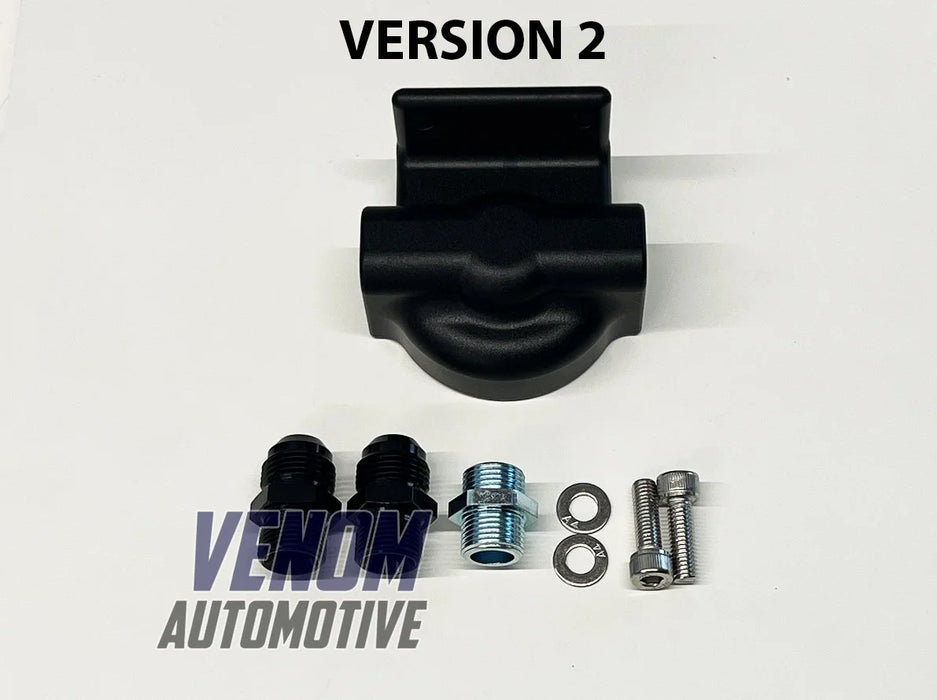 Venom Automotive - Billet Remote Oil Filter Relocation Mounting Bracket -10AN