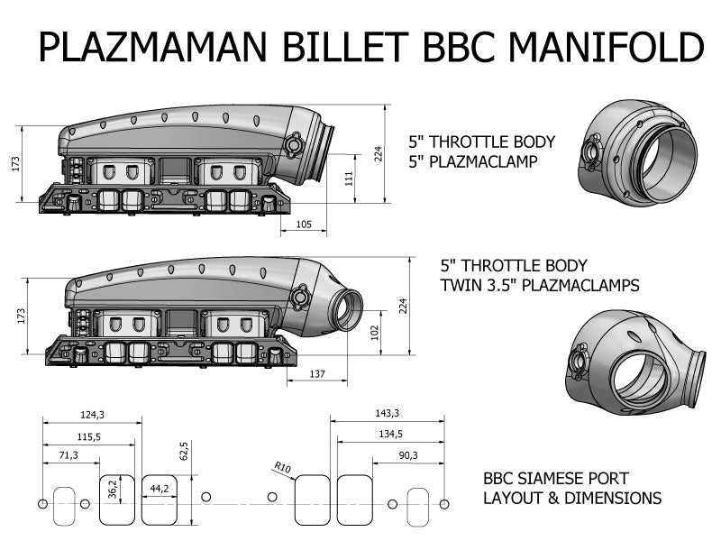 Plazmaman Big Block Chevrolet - Billet Inlet Manifold - Goleby's Parts | Goleby's Parts
