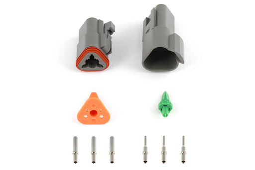 Haltech Plug and Pins Only - Matching Set of Deutsch DT-3 Connectors (DT06-3S + DT04-3P) - (13 Amp) - Goleby's Parts | Goleby's Parts