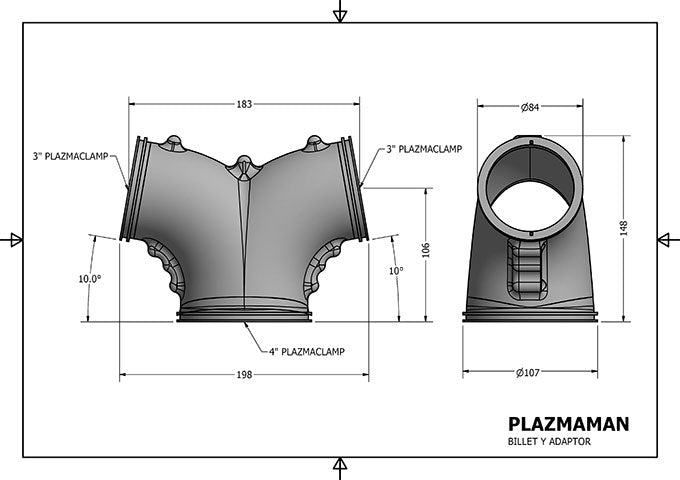 Plazmaman - Intake Twin Entry Billet Adapter – Twin 3″ to 4″ - Goleby's Parts | Goleby's Parts